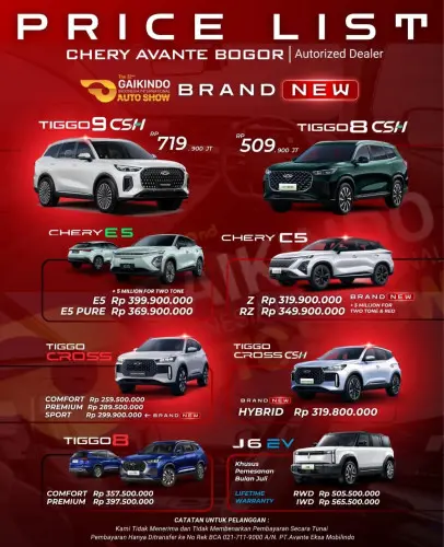 Pricelist Harga Chery sudirman 2025